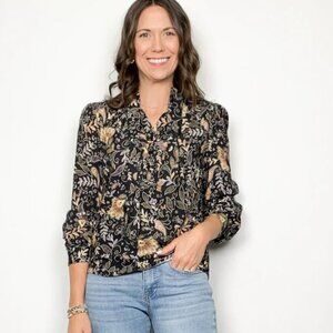 MICHAEL STARS PRINTED BOW BLOUSE